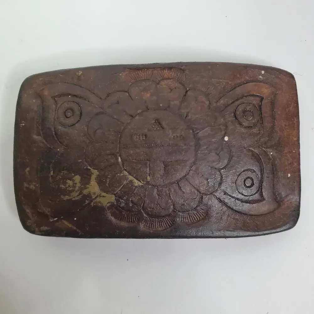 Vintage Leather Hand Tooled Southwest Style Belt Buckle Butterfly floral